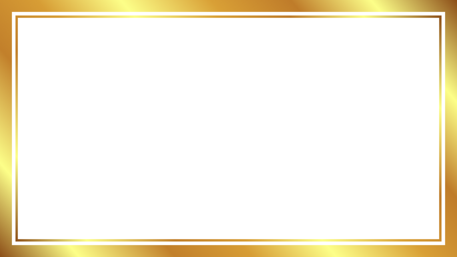 Golden frame rectangle on transparent background